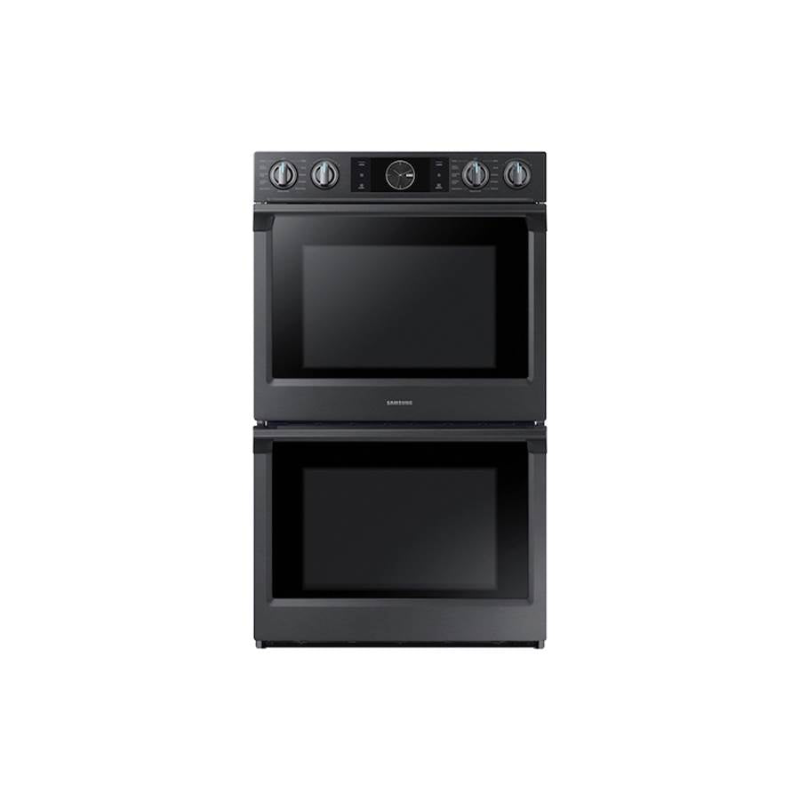 Samsung - Double Oven, Flex Duo (Upper), Knob LCD Interface, Steam Cooking, Dual Fan True Convection, Glide Rack (Both), Wi-Fi, 5.1 cu-ft, 30'' - Black Stainless Steel