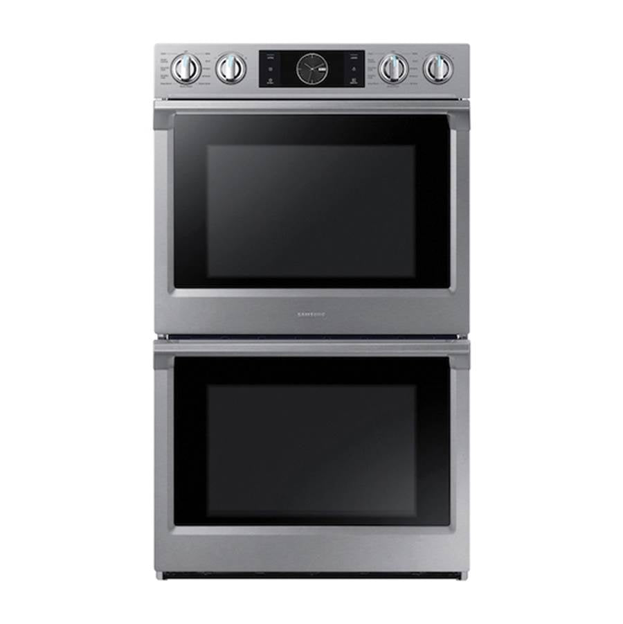 Samsung - Double Oven, Flex Duo (Upper), Knob LCD Interface, Steam Cooking, Dual Fan True Convection, Glide Rack (Both), Wi-Fi, 5.1 cu-ft, 30'' - Stainless Steel