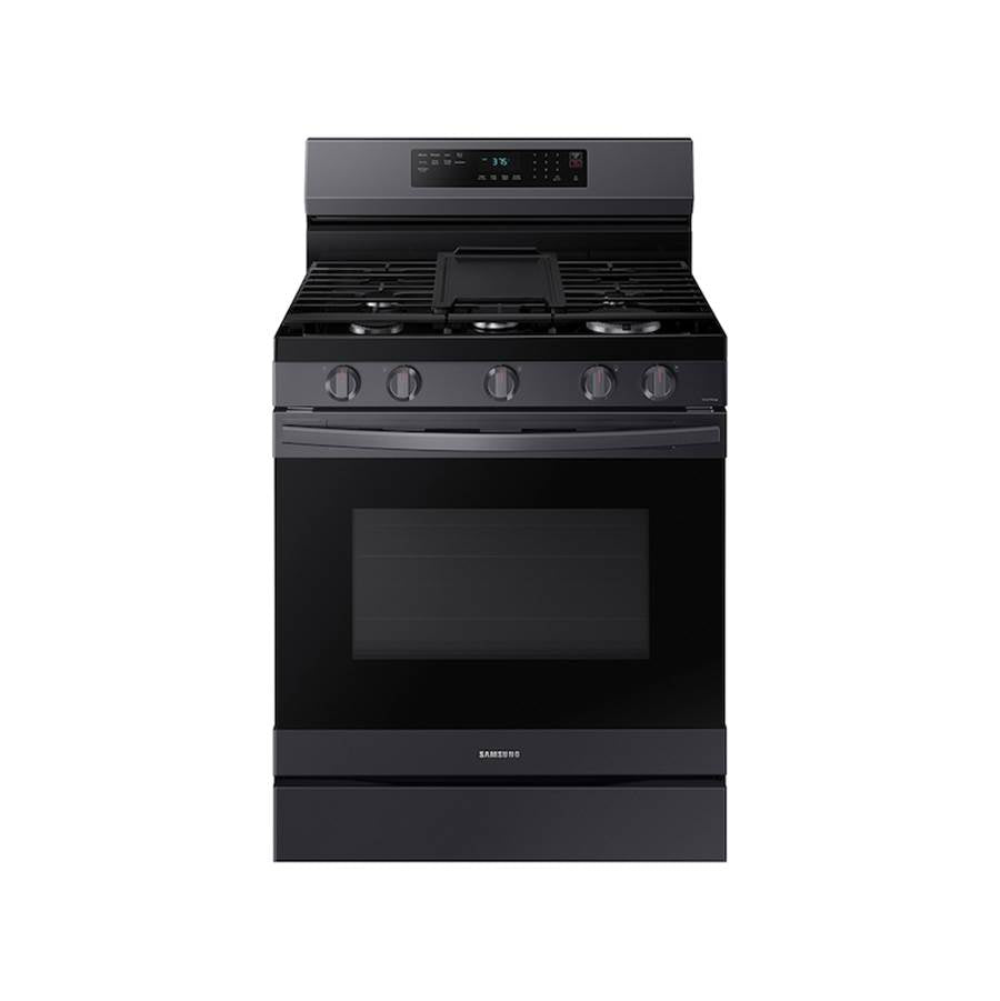 Samsung - Gas Freestanding with Air Fry (without Tray), 6 cu-ft - Black Stainless Steel