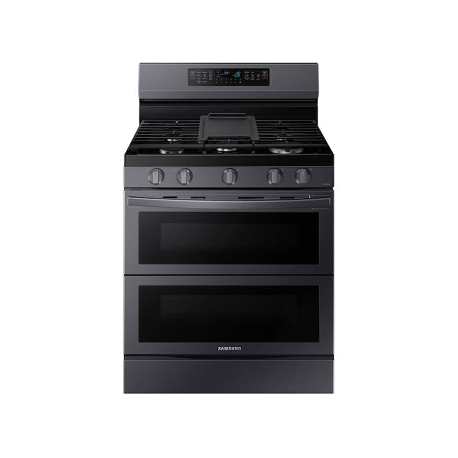 Samsung - Gas Freestanding with Flex Duo and Air Fry (Tray), 6 cu-ft - Black Stainless Steel