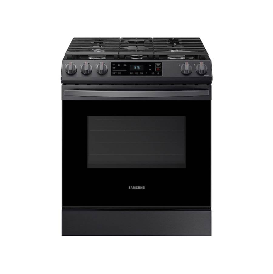 Samsung - Gas Slide-In, 6 cu-ft - Black Stainless Steel