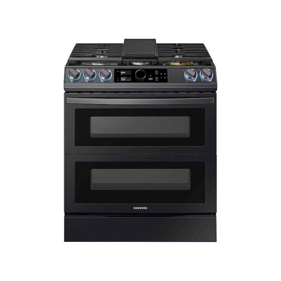 Samsung - Dual Fuel Slide-In with Flex Duo, Smart Dial and Air Fry, 6 cu-ft - Black Stainless Steel