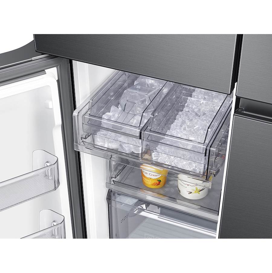 Smart Flex Counter Depth 4-Door Refrigerator with AutoFill Water Pitcher and a Dual Ice Maker with Ice Bites in Black Stainless Steel, 23 cu-ft