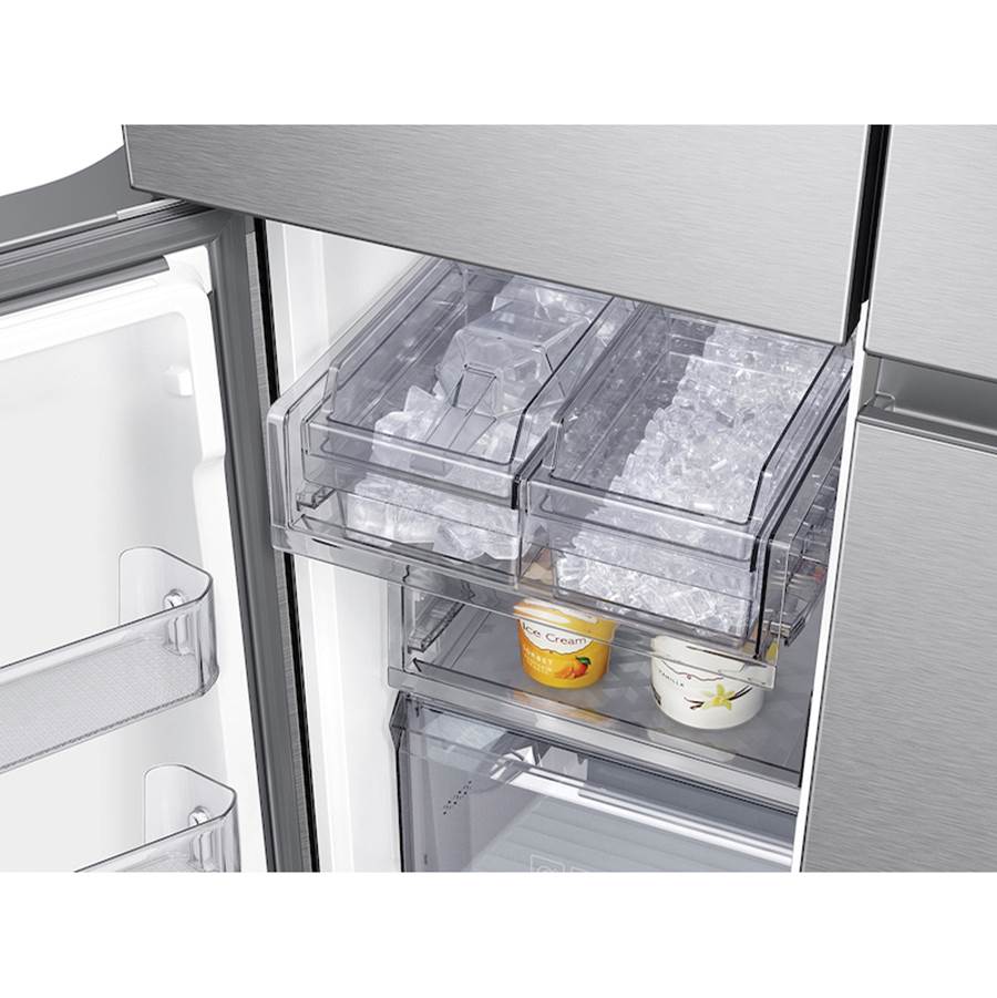 Smart Flex Counter Depth 4-Door Refrigerator with Beverage Center and a Dual Ice Maker with Ice Bites in Stainless Steel, 23 cu-ft