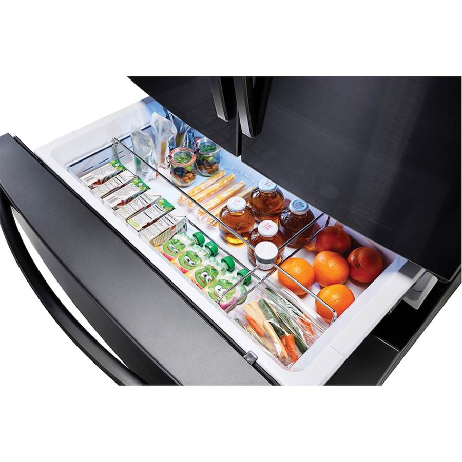 Counter Depth French Door Refrigerator with FlexZone Drawer Black Stainless, 24 cu-ft
