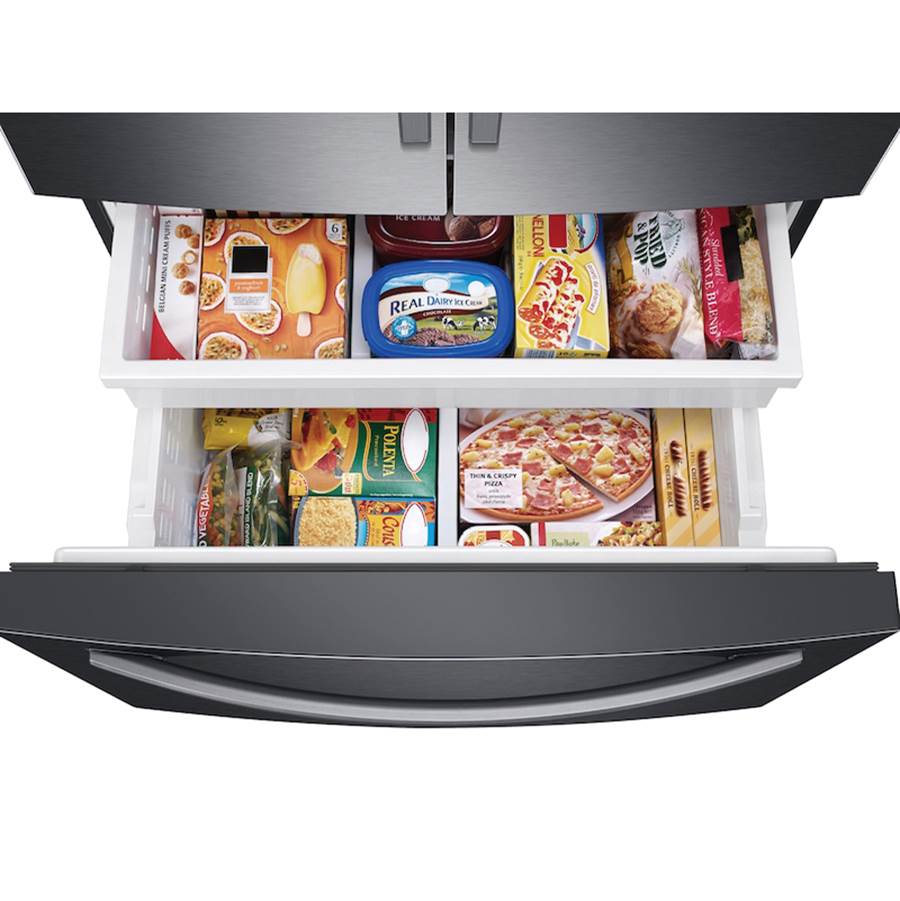 French 3-Door Refrigerator, 27 cu-ft, Black Stainless