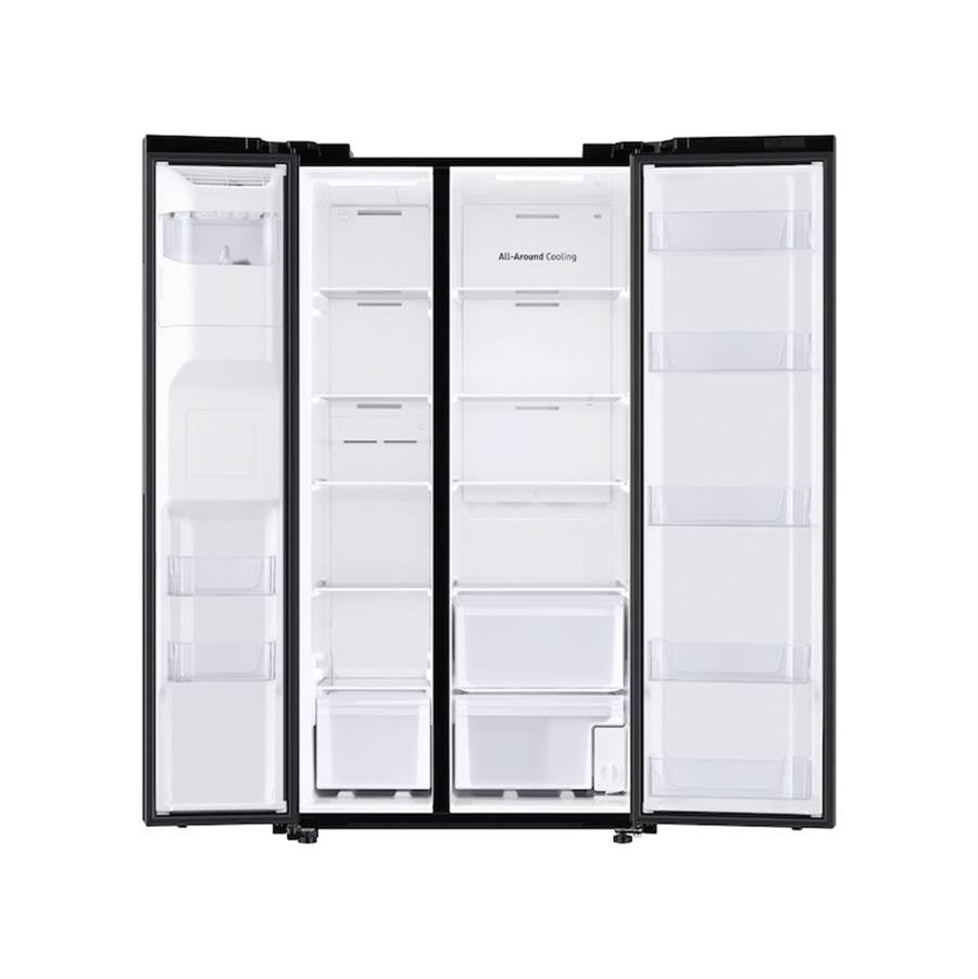 Side by Side Refrigerator All Around Cooling DOE, Black Stainless, 27 cu-ft
