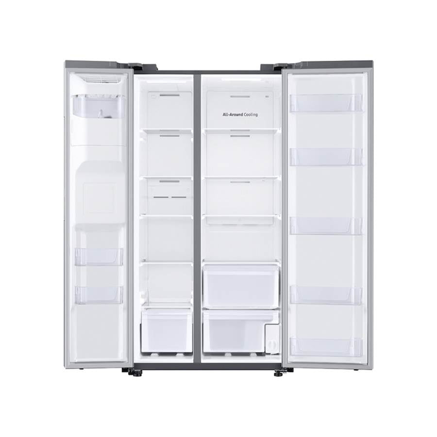 Side by Side Refrigerator All Around Cooling DOE, Black Stainless, 27 cu-ft