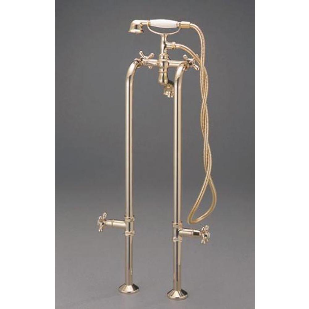 Cheviot Products - Free Standing Heavy Duty Water Supply Lines with Stop Valves - Extra Long - Polished Nickel