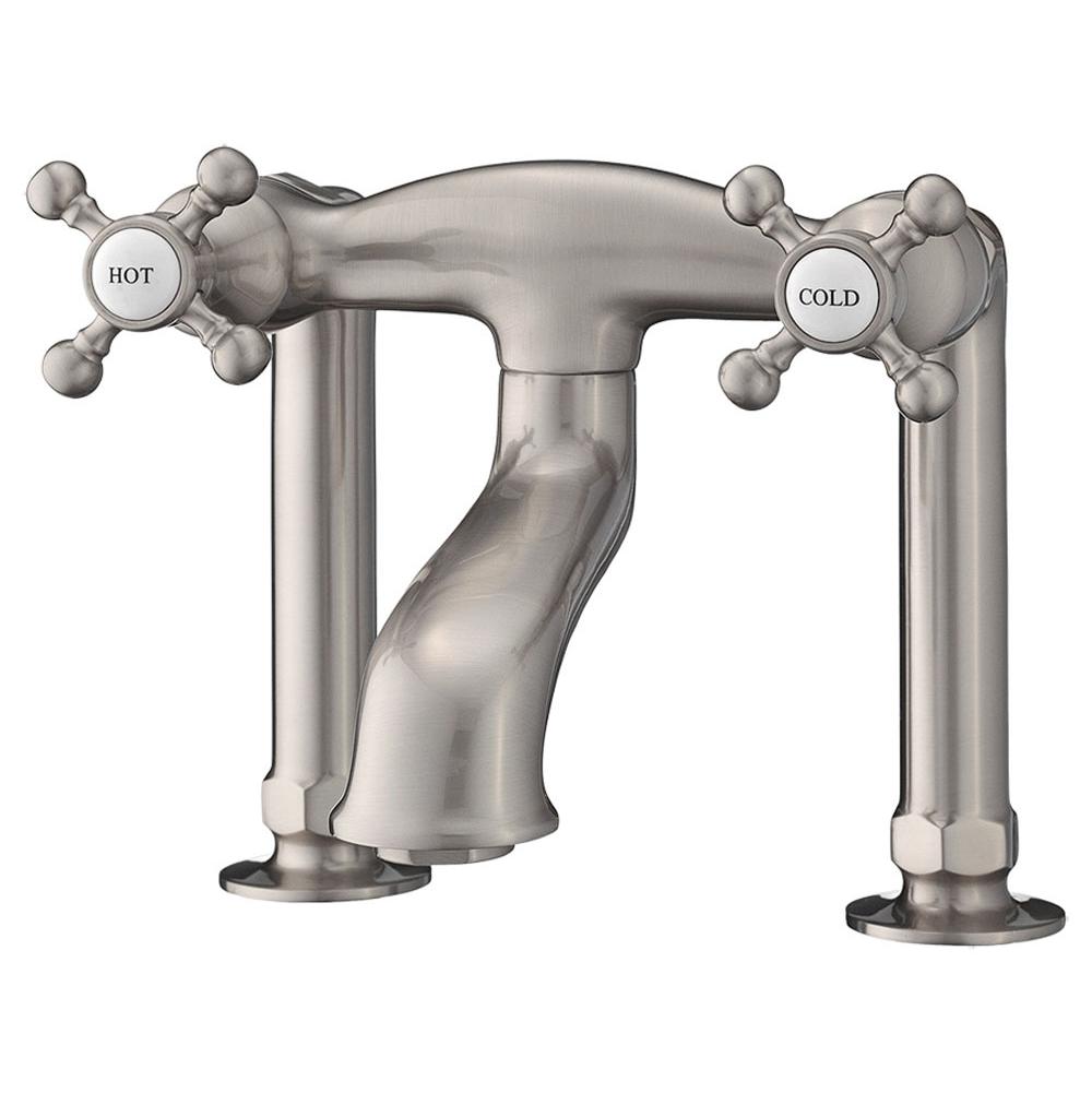 Cheviot Products - 5100 SERIES Basic Extra-Tall Deck-Mount Tub Filler - Cross Handles - Brushed Nickel