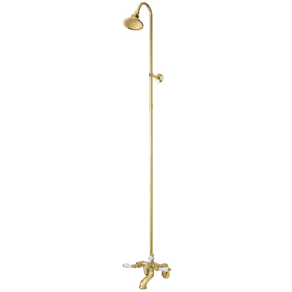 Cheviot Products - 5100 SERIES Tub Filler with Overhead Shower - Lever Handles - Polished Brass