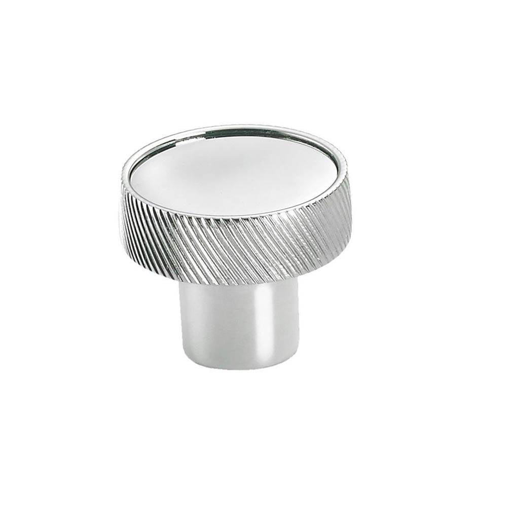 Colonial Bronze - 1.25'' diameter Round, single-knurled sandwich Cabinet Knob hand finished in Polished Nickel - Polished Nickel