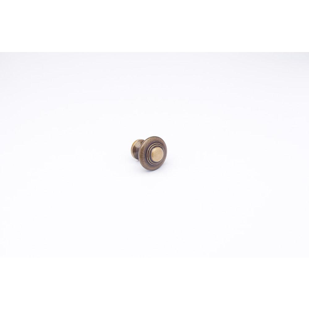 Colonial Bronze - 1.375'' diameter Round, stepped Cabinet Knob, Back-to-Back Shower Door Knob Kit hand finished in Antique Brass - Antique Brass