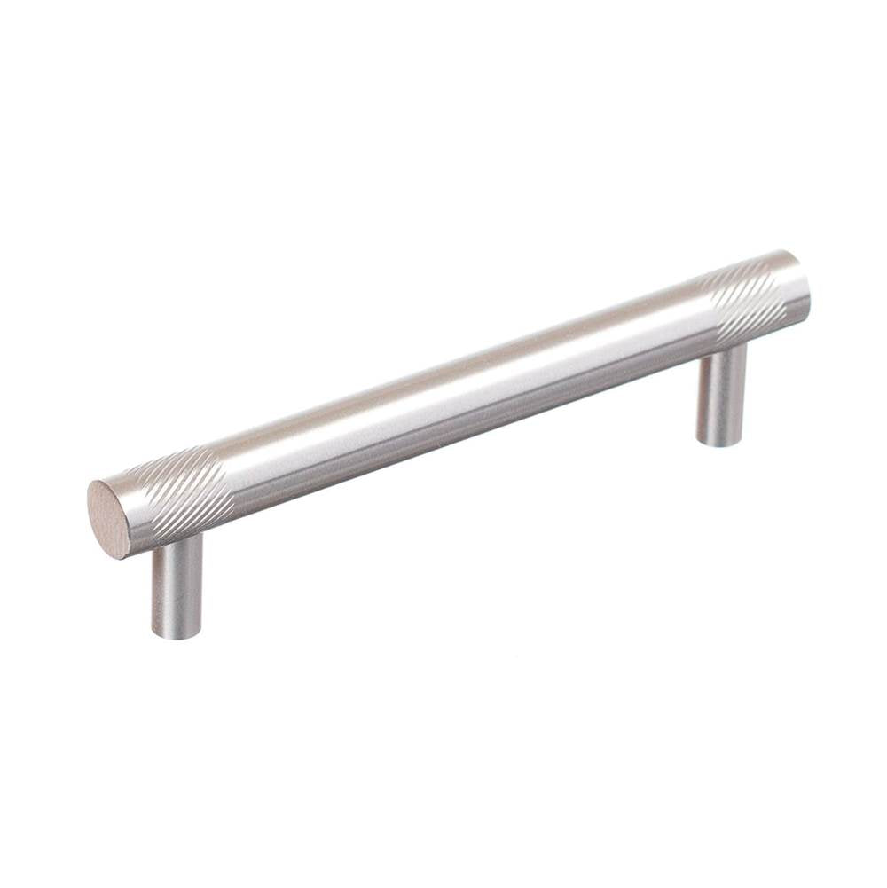 Colonial Bronze - 8'' center-to-center, 10'' overall, 0.75'' diameter Round, banded and single-knurled Cabinet Pull, Appliance Pull, Door Pull, Shower Door Pull with straight posts hand finished in Matte Satin Brass - Matte Satin Brass