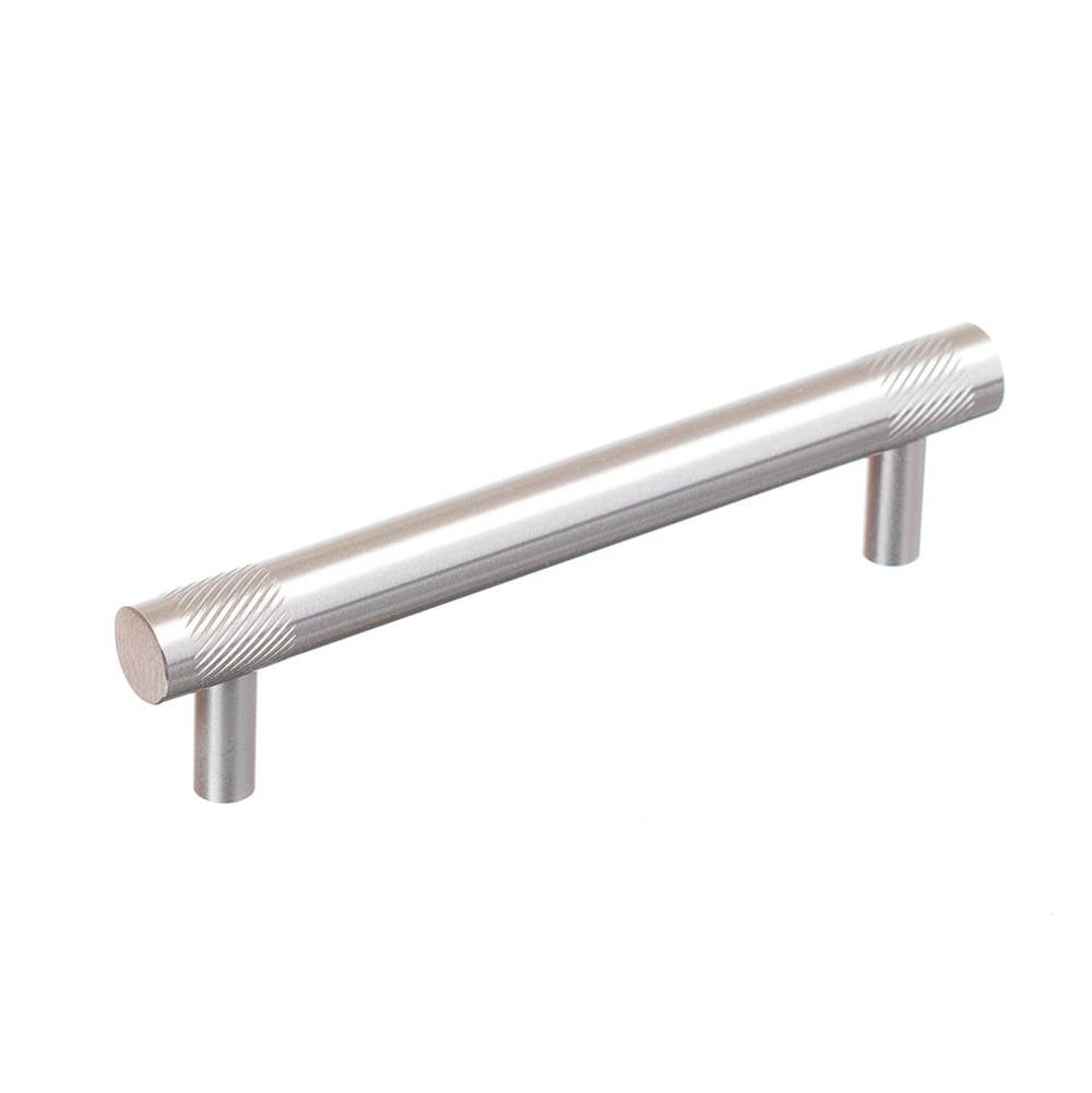 Colonial Bronze - 10'' center-to-center, 14'' overall, 1'' diameter Round, banded and single-knurled Cabinet Pull, Appliance Pull, Door Pull, Shower Door Pull with straight posts hand finished in Satin Brass - Satin Brass