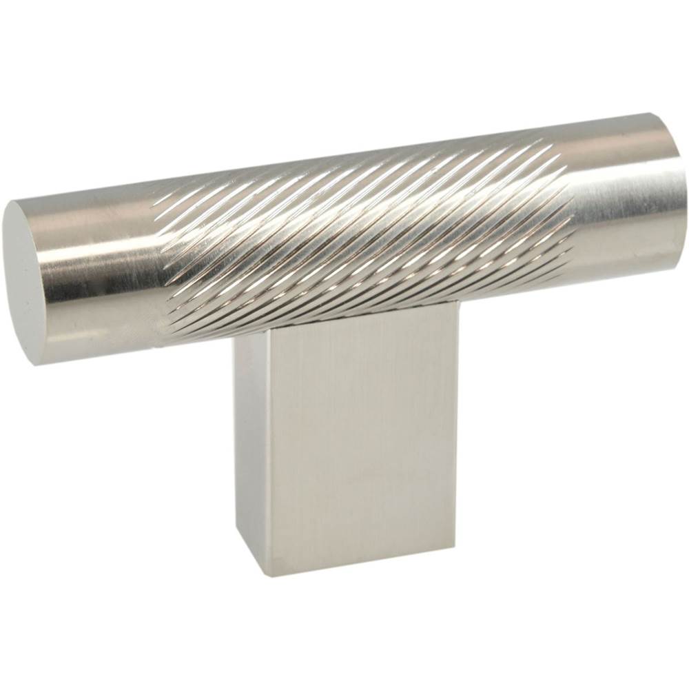 Colonial Bronze - 2'' overall, 0.5'' diameter Round, single-knurled T Cabinet Knob with rectangular post hand finished in Weathered Brass - Weathered Brass