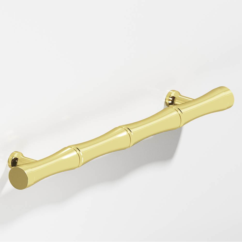 Colonial Bronze - 4.5'' center-to-center, 6.5'' overall, 0.5'' diameter Bamboo Cabinet Pull with flared posts hand finished in Polished Brass - Polished Brass