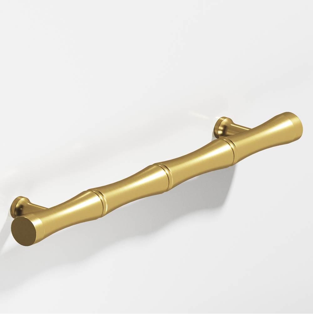 Colonial Bronze - 3'' center-to-center, 5'' overall, 0.5'' diameter Bamboo Cabinet Pull with flared posts hand finished in Satin Brass - Satin Brass