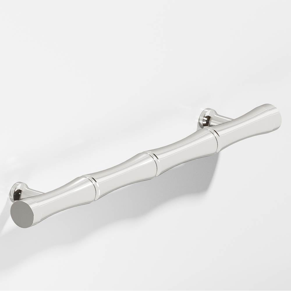 Colonial Bronze - 9.5'' center-to-center, 12.5'' overall, 1'' diameter Bamboo Appliance Pull, Door Pull, Shower Door Pull with flared posts hand finished in Polished Nickel - Polished Nickel