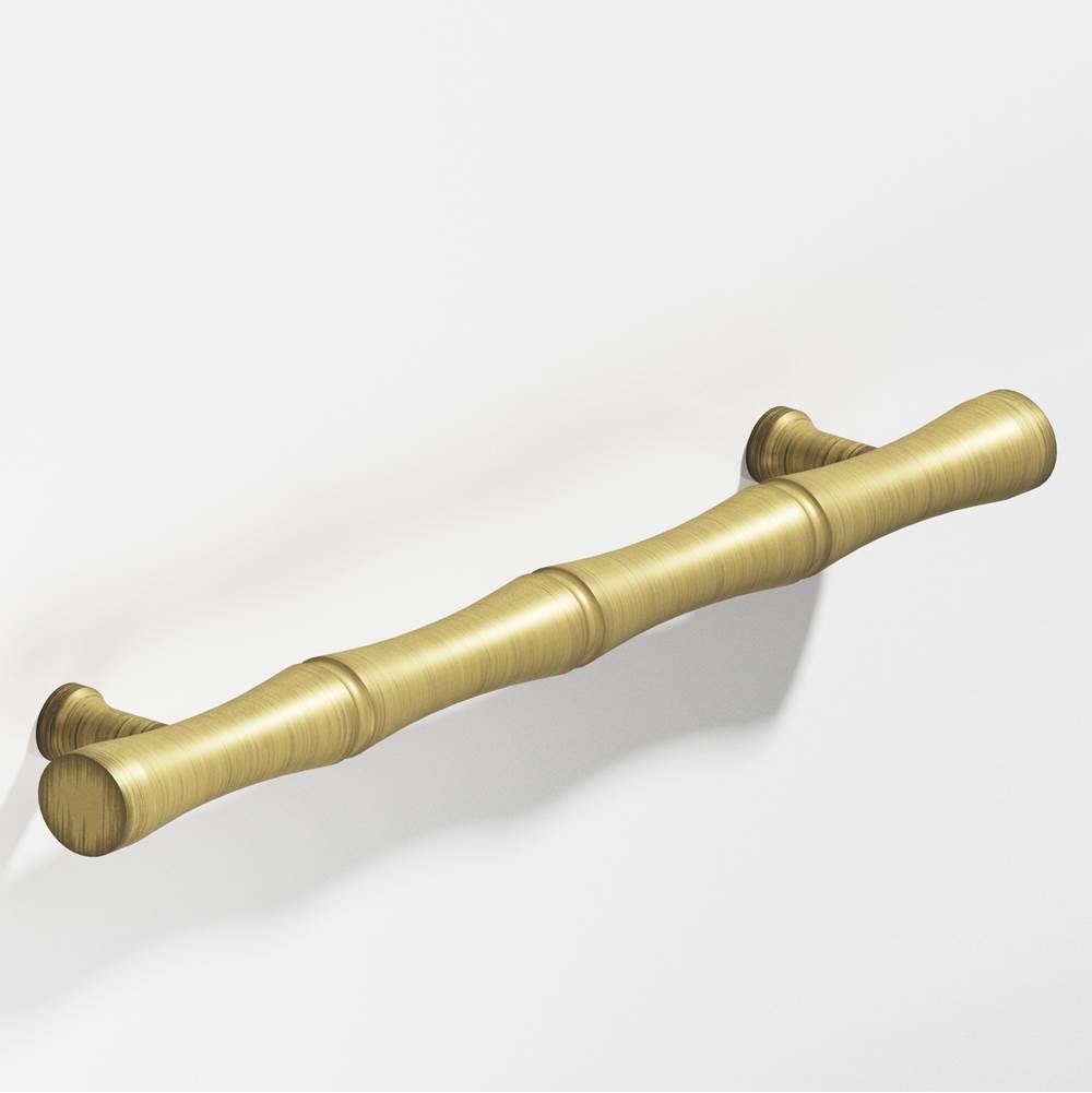 Colonial Bronze - 9.5'' center-to-center, 12.5'' overall, 1'' diameter Bamboo Appliance Pull, Door Pull, Shower Door Pull with flared posts hand finished in Matte Antique Satin Brass - Matte Antique Satin Brass