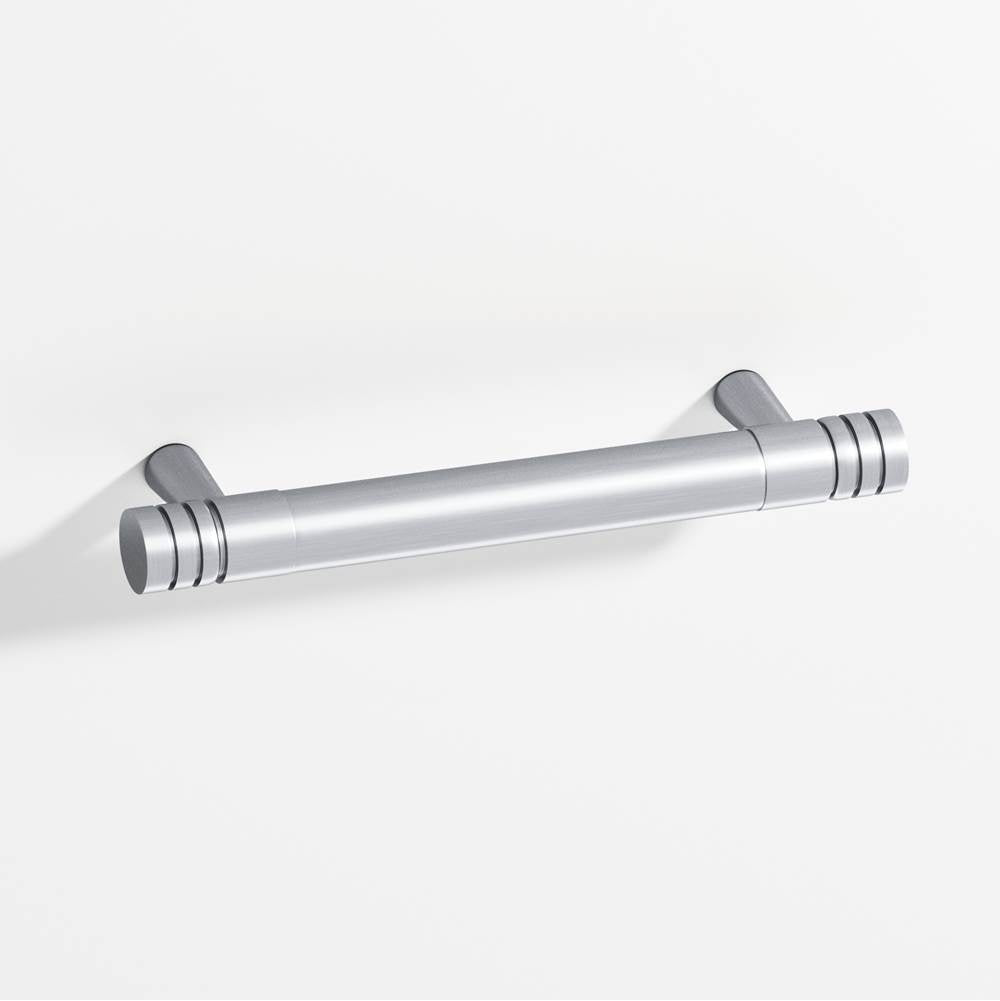 Colonial Bronze - 3.5'' center-to-center, 4.5'' overall, 0.46875'' diameter Round, grooved Cabinet Pull with tapered posts hand finished in Satin Chrome and Satin Chrome - Satin Chrome,Satin Chrome