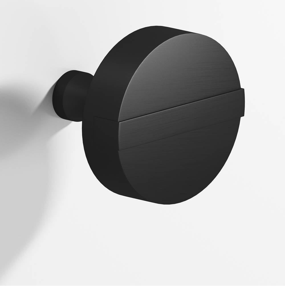 Colonial Bronze - 1.25'' diameter Round, striped Cabinet Knob with tapered post hand finished in Matte Satin Black and Matte Satin Black - Matte Satin Black,Matte Satin Black