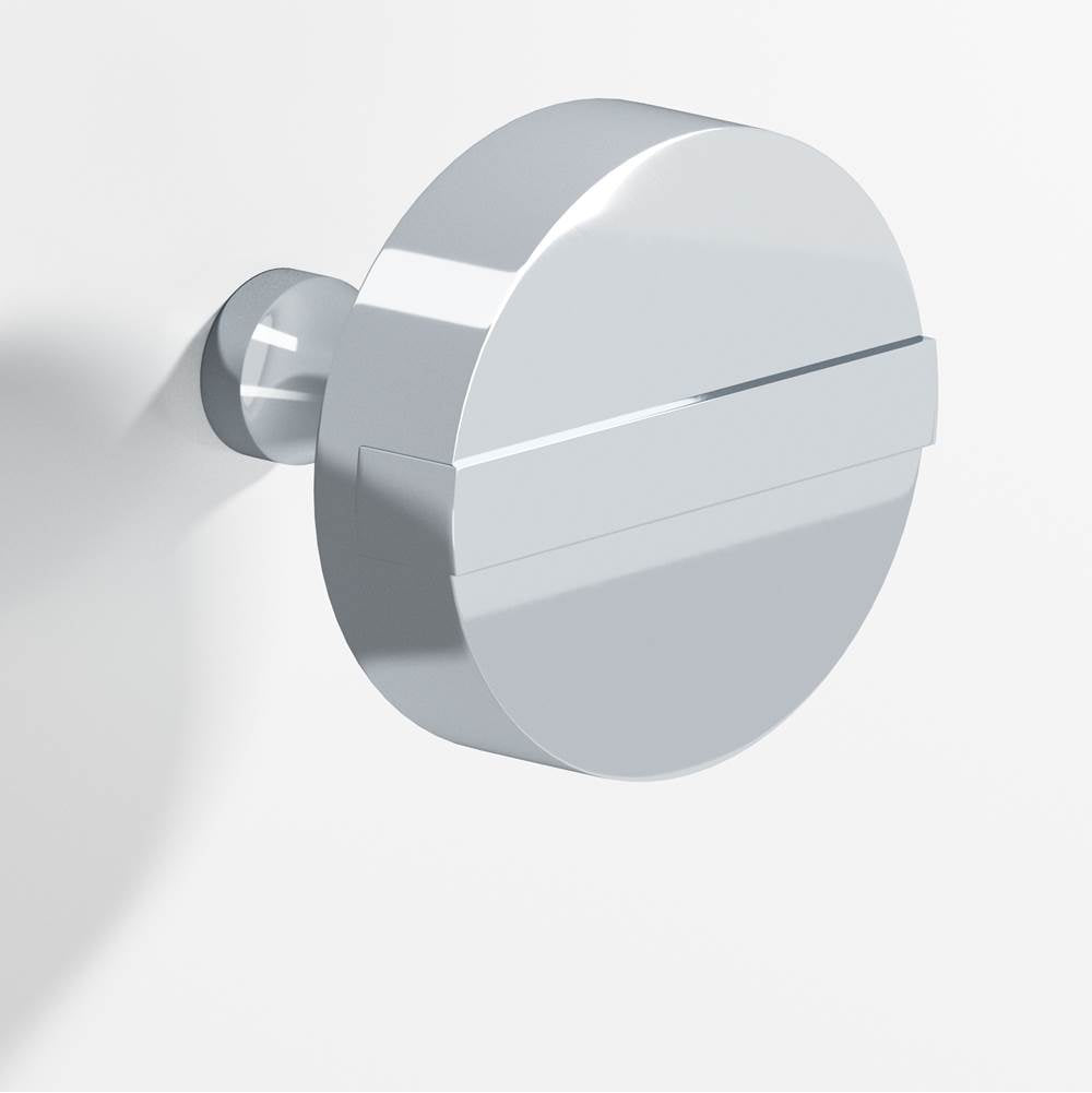 Colonial Bronze - 1.5'' diameter Round, striped Cabinet Knob with tapered post hand finished in Polished Chrome and Polished Chrome - Polished Chrome,Polished Chrome