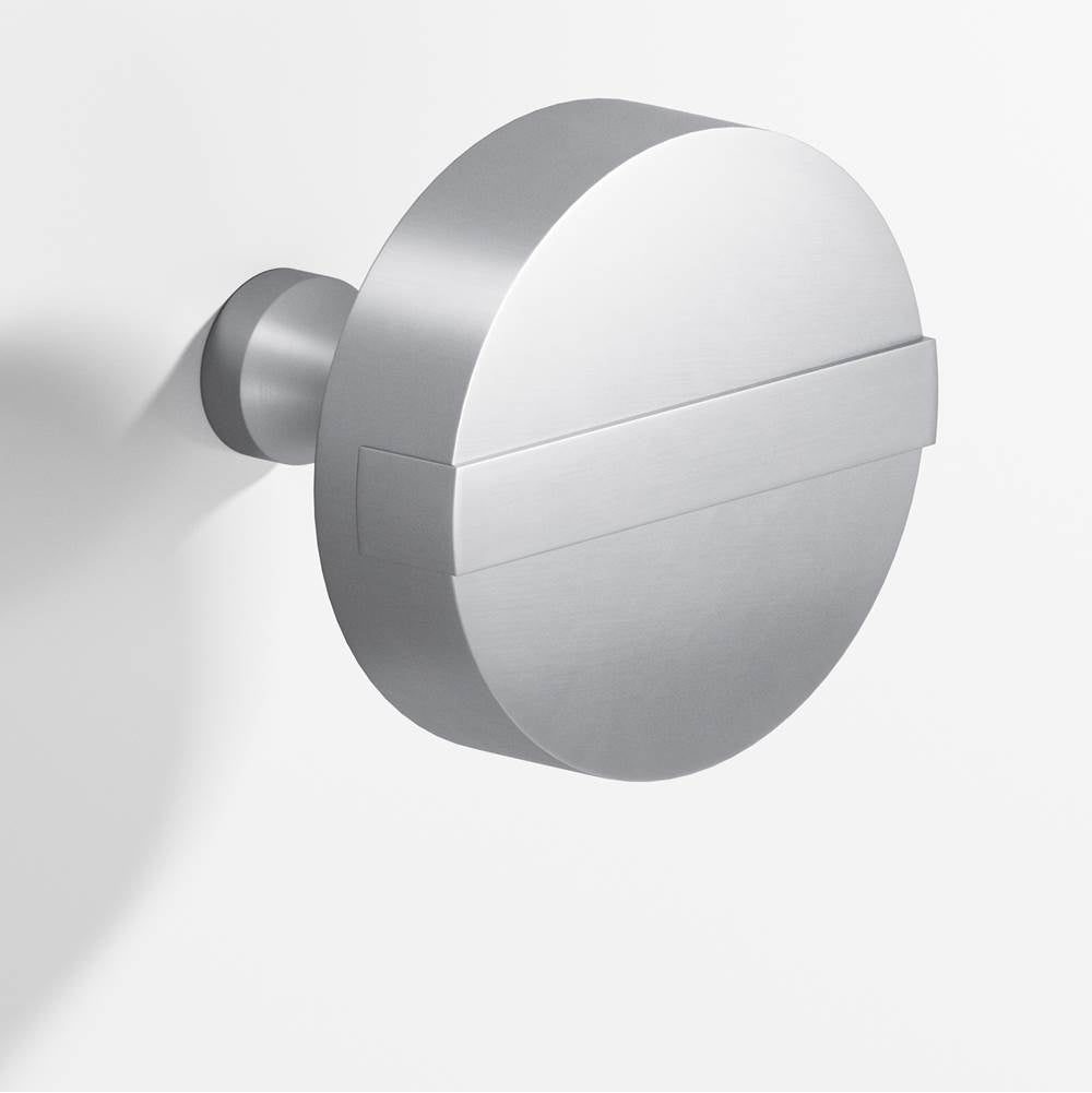 Colonial Bronze - 1.5'' diameter Round, striped Cabinet Knob with tapered post hand finished in Matte Satin Chrome and Matte Satin Chrome - Matte Satin Chrome,Matte Satin Chrome