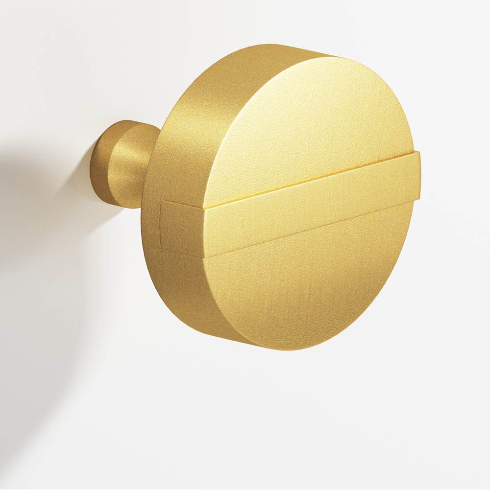 Colonial Bronze - 1.25'' diameter Round, striped Cabinet Knob with tapered post hand finished in Frost Brass and Frost Brass - Frost Brass,Frost Brass