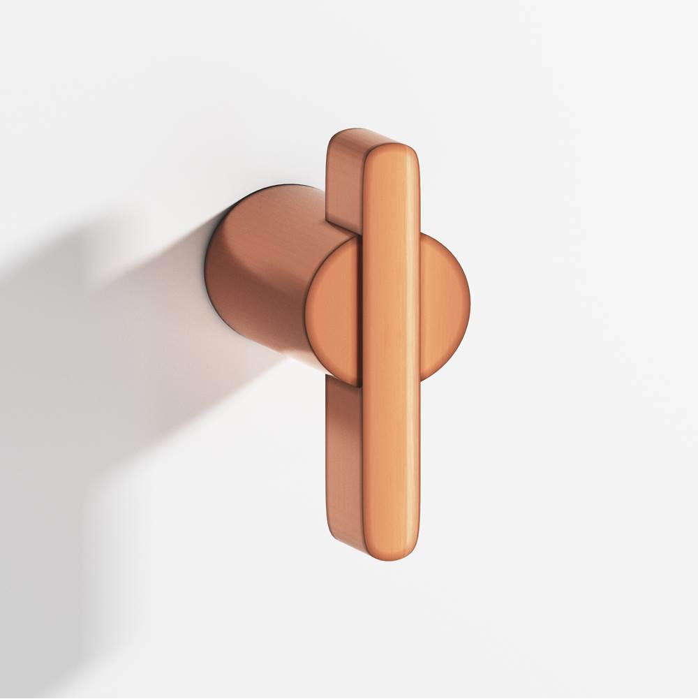 Colonial Bronze - 1.875'' overall, 0.75'' diameter Round, offset and striped T Cabinet Knob, Back-to-Back Shower Door Knob Kit hand finished in Antique Copper and Antique Copper - Antique Copper,Antique Copper