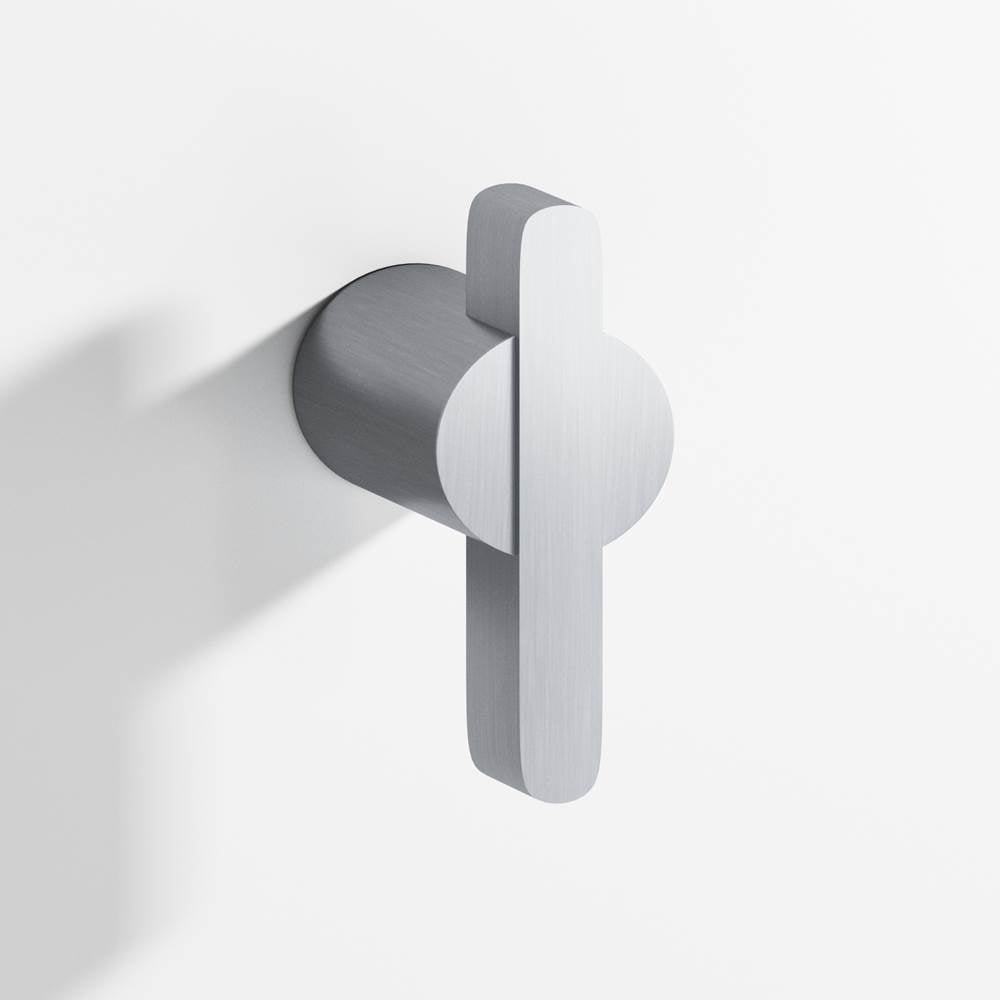 Colonial Bronze - 1.875'' overall, 0.75'' diameter Round, offset and striped T Cabinet Knob, Back-to-Back Shower Door Knob Kit hand finished in Satin Chrome and Satin Chrome - Satin Chrome,Satin Chrome