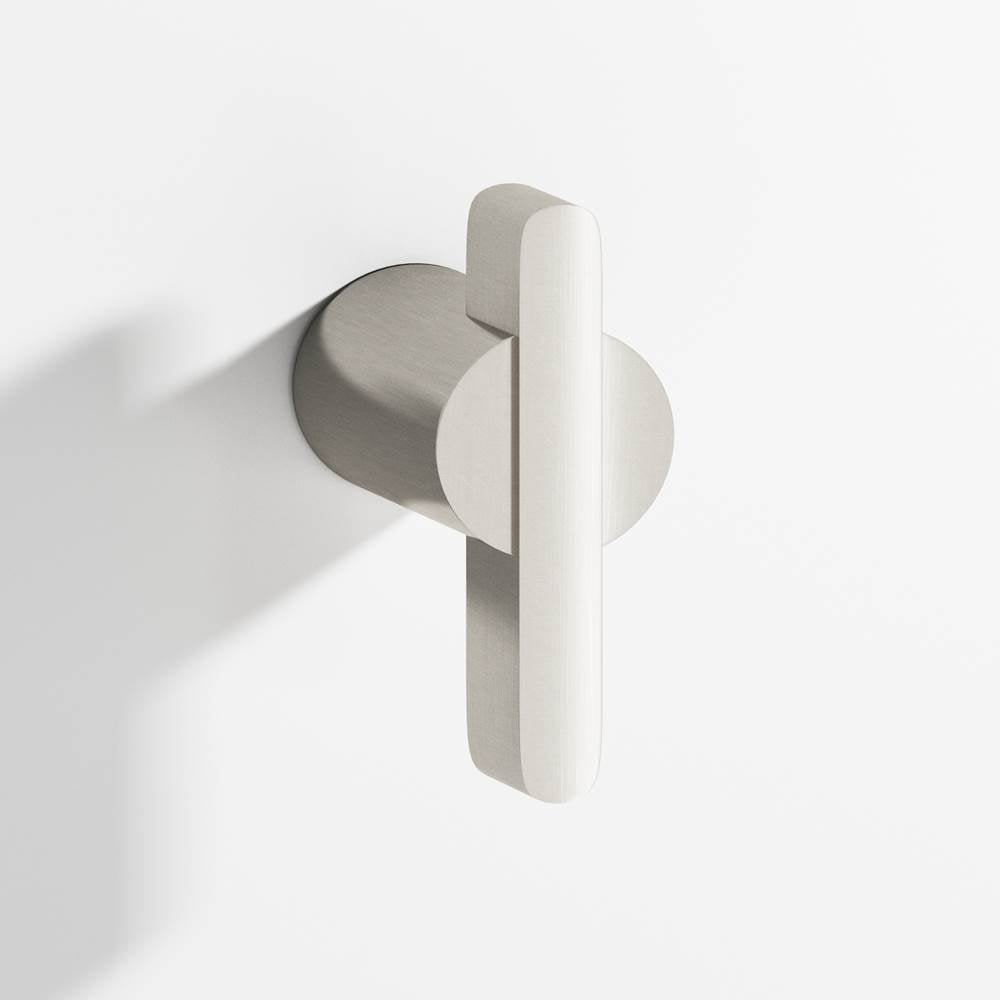 Colonial Bronze - 1.875'' overall, 0.75'' diameter Round, offset and striped T Cabinet Knob, Back-to-Back Shower Door Knob Kit hand finished in Satin Nickel and Satin Nickel - Satin Nickel,Satin Nickel