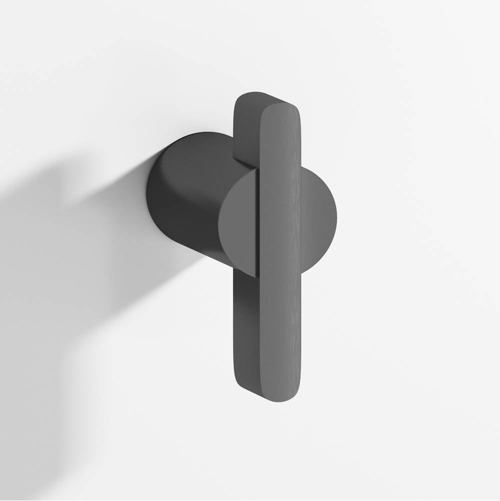 Colonial Bronze - 1.875'' overall, 0.75'' diameter Round, offset and striped T Cabinet Knob, Back-to-Back Shower Door Knob Kit hand finished in Graphite and Graphite - Graphite,Graphite