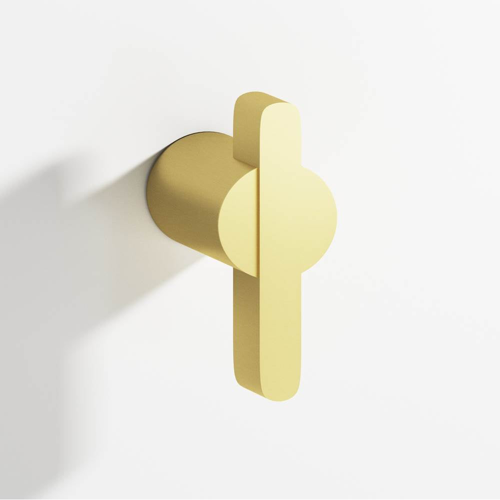 Colonial Bronze - 1.875'' overall, 0.75'' diameter Round, offset and striped T Cabinet Knob, Back-to-Back Shower Door Knob Kit hand finished in Matte Satin Brass and Matte Satin Brass - Matte Satin Brass,Matte Satin Brass