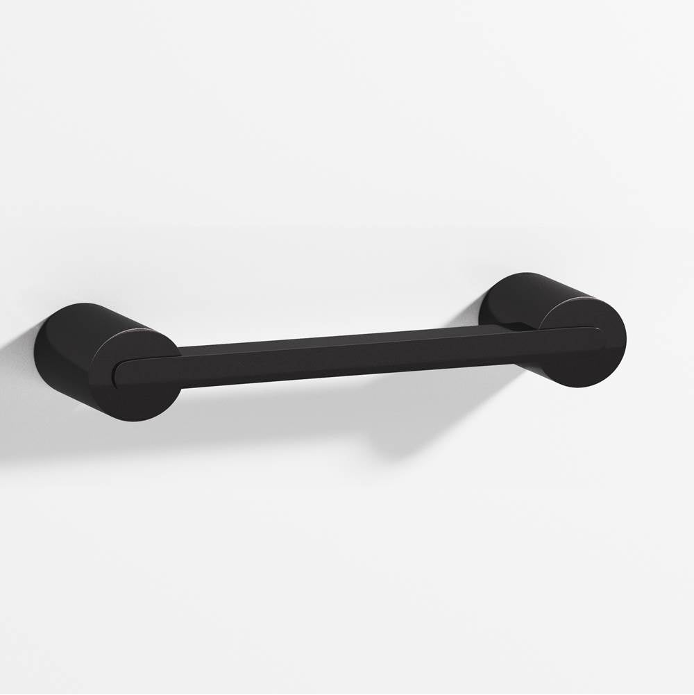 Colonial Bronze - 5'' center-to-center, 5.75'' overall, 0.25 x 0.375'' Rectangular Cabinet Pull fully encapsulated by round posts hand finished in Satin Black and Satin Black - Satin Black,Satin Black