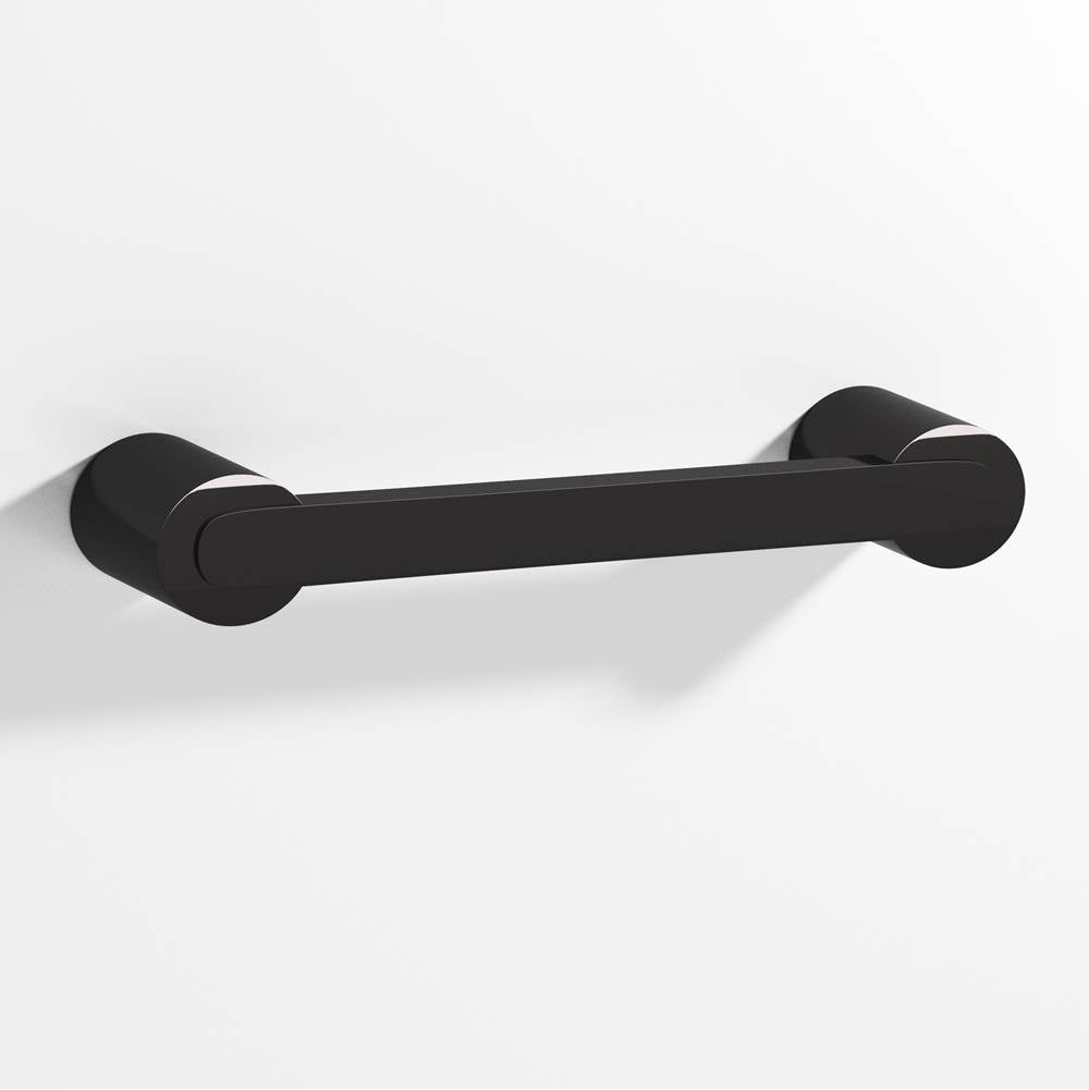 Colonial Bronze - 5'' center-to-center, 5.75'' overall, 0.375 x 0.25'' Rectangular Cabinet Pull fully encapsulated by round posts hand finished in Satin Black and Satin Black - Satin Black,Satin Black