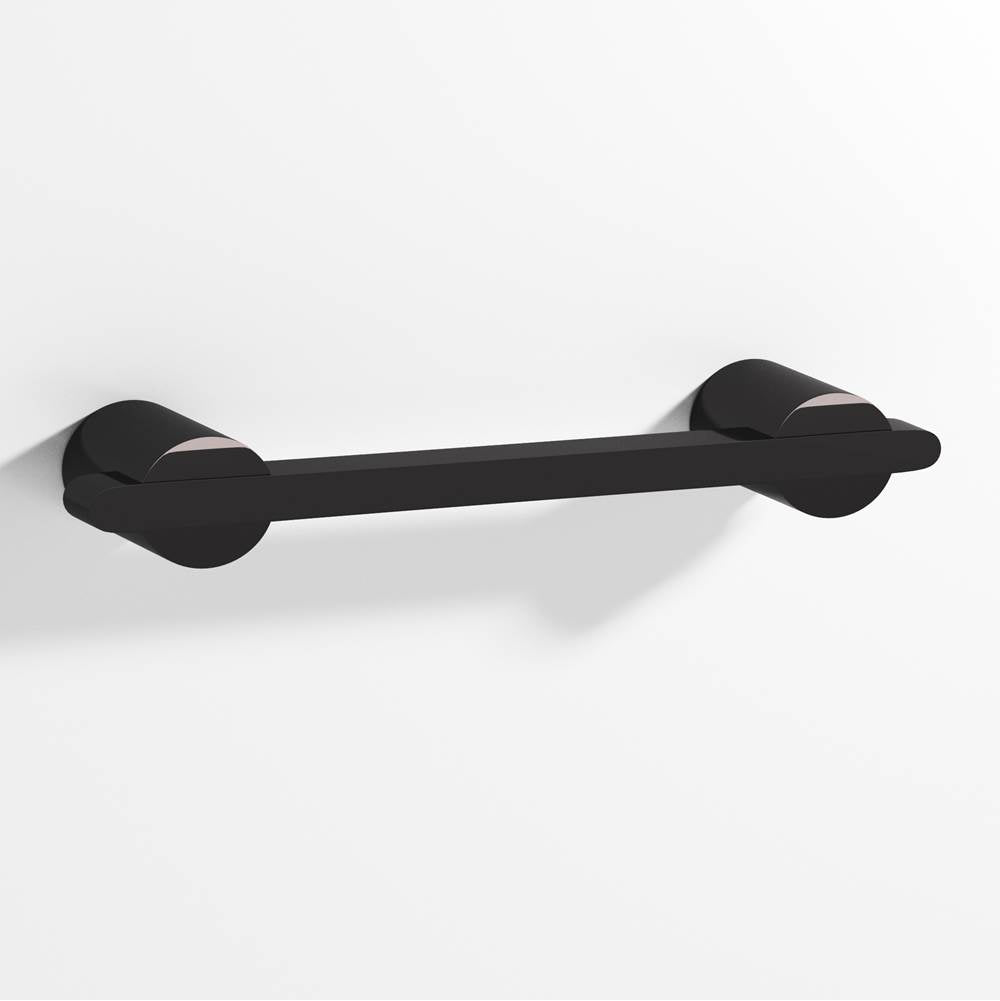 Colonial Bronze - 3.5'' center-to-center, 4.75'' overall, 0.25 x 0.375'' Rectangular Cabinet Pull partially encapsulated by round posts hand finished in Satin Black and Satin Black - Satin Black,Satin Black