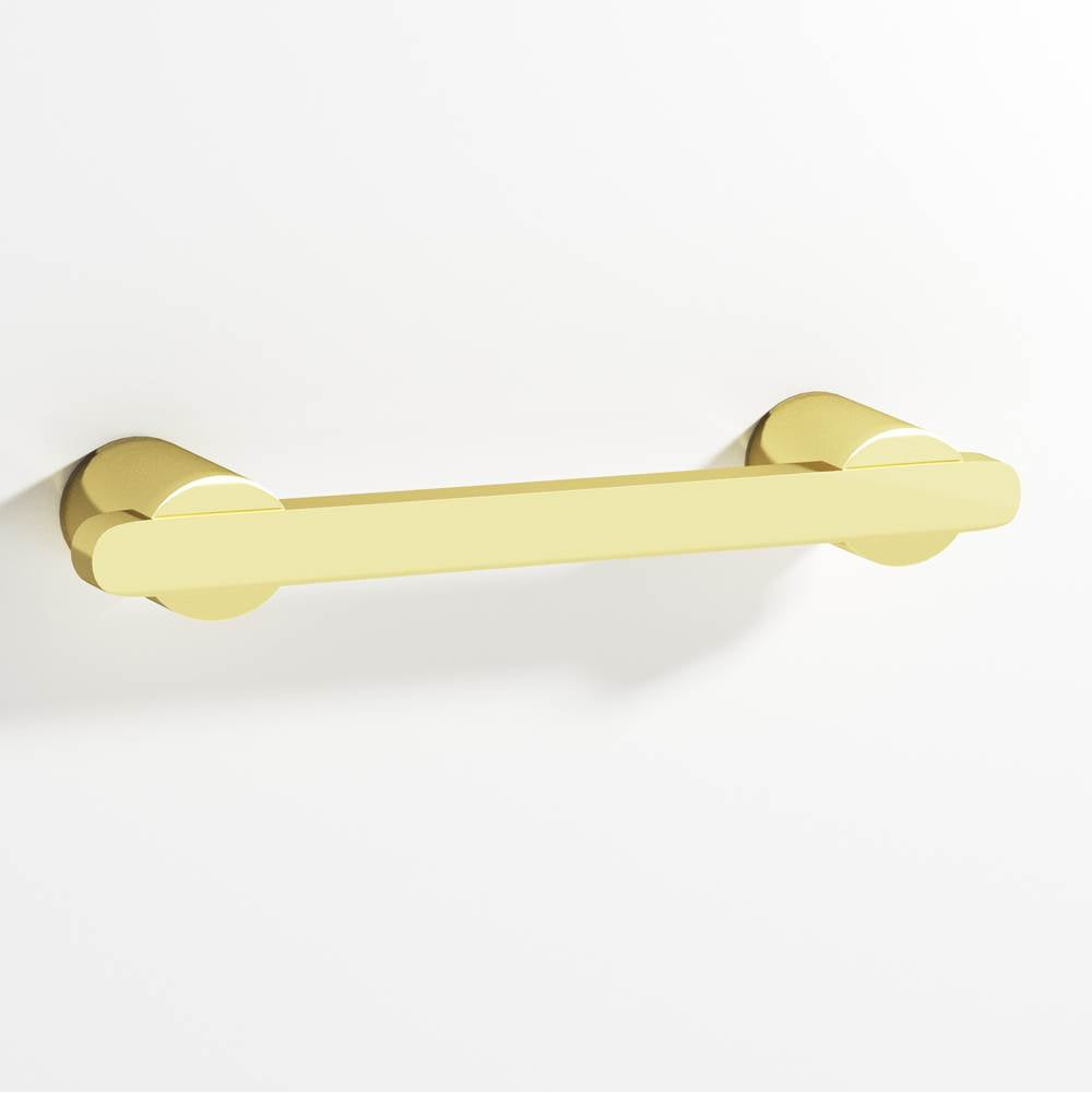 Colonial Bronze - 0.375 x 0.25'' diameter custom length Rectangular Pull partially encapsulated by round posts hand finished in Polished Brass and Polished Brass - Polished Brass,Polished Brass