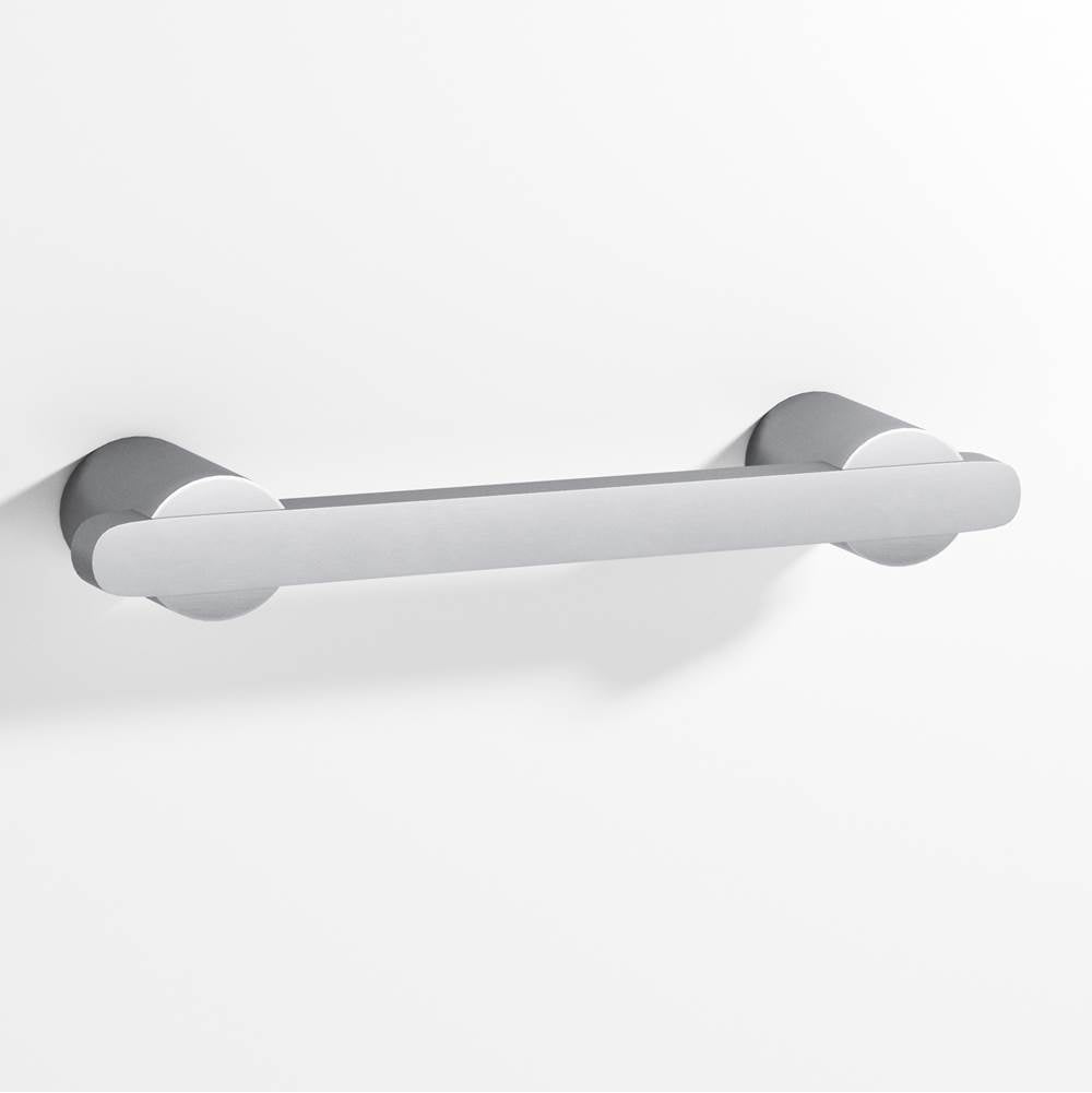 Colonial Bronze - 8'' center-to-center, 9.25'' overall, 0.375 x 0.25'' Rectangular Cabinet Pull partially encapsulated by round posts hand finished in Matte Satin Chrome and Matte Satin Chrome - Matte Satin Chrome,Matte Satin Chrome