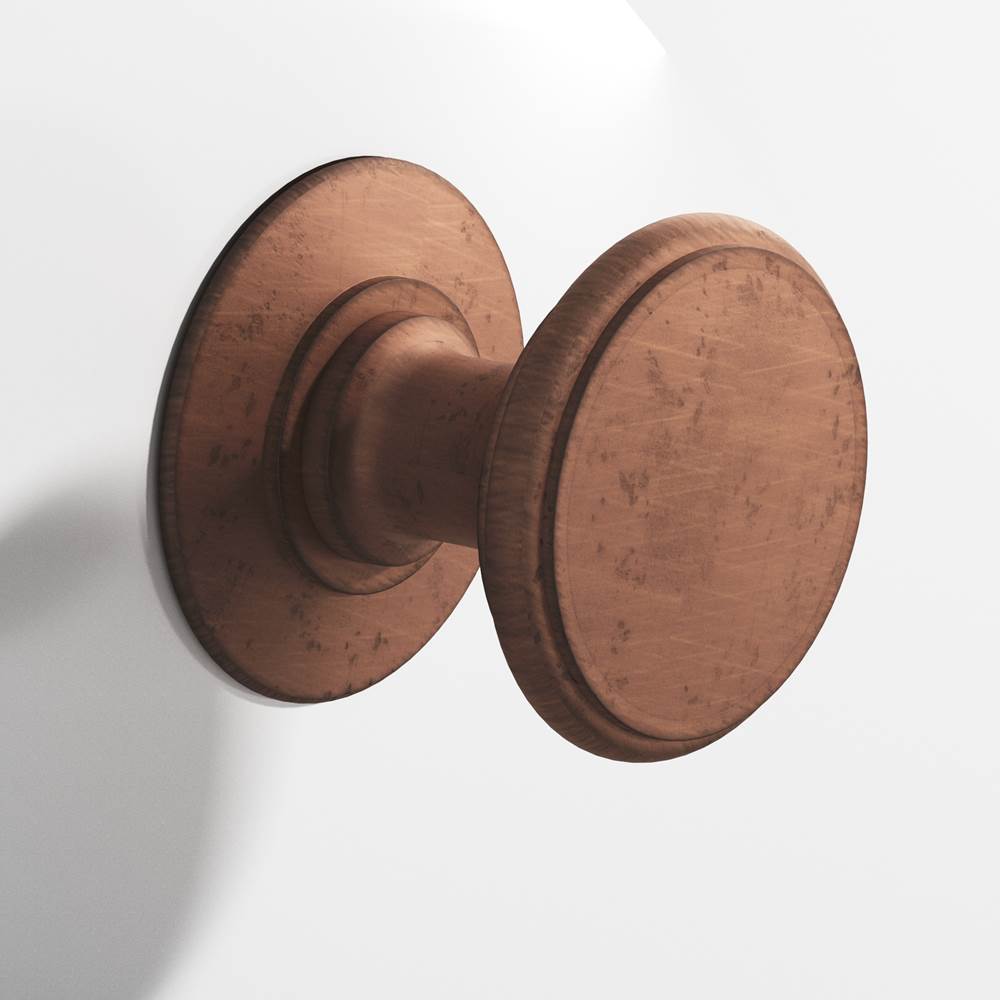 Colonial Bronze - 1.25'' diameter Round Cabinet Knob, Back-to-Back Shower Door Knob Kit hand finished in Distressed Antique Copper - Distressed Antique Copper