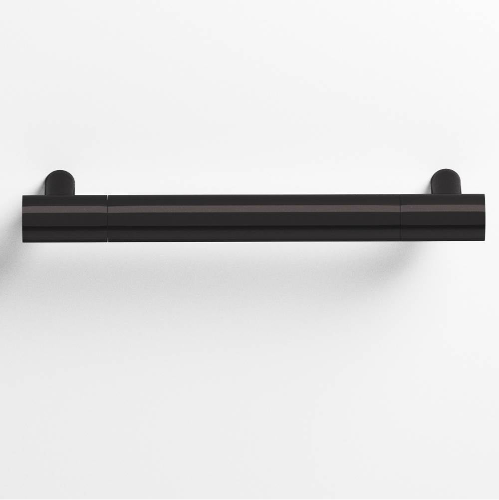 Colonial Bronze - 12'' center-to-center, 13'' overall, 0.75'' diameter Round Cabinet Pull, Appliance Pull, Door Pull, Shower Door Pull with straight posts hand finished in Satin Black and Satin Black - Satin Black,Satin Black