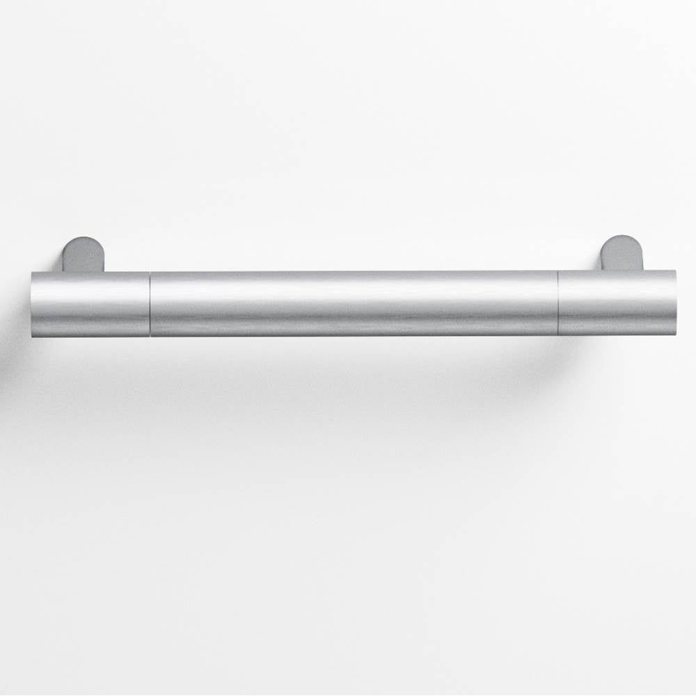 Colonial Bronze - 4'' center-to-center, 4.75'' overall, 0.5'' diameter Round Cabinet Pull with straight posts hand finished in Matte Satin Chrome and Matte Satin Chrome - Matte Satin Chrome,Matte Satin Chrome
