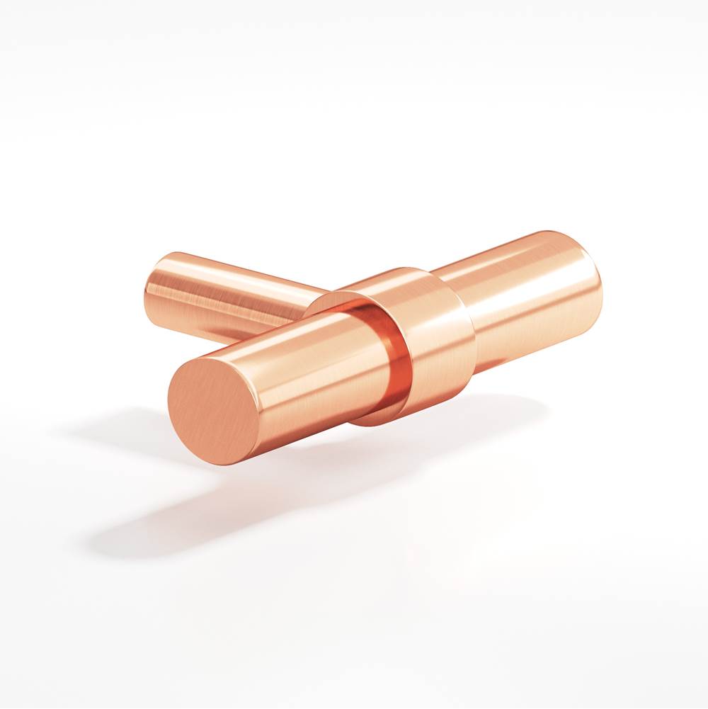 Colonial Bronze - 2'' overall, 0.46875'' diameter Round, collared T Cabinet Knob with straight post hand finished in Satin Copper and Satin Copper - Satin Copper,Satin Copper