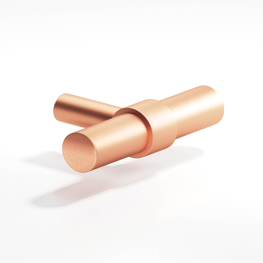 Colonial Bronze - 2'' overall, 0.46875'' diameter Round, collared T Cabinet Knob with straight post hand finished in Matte Satin Copper and Matte Satin Copper - Matte Satin Copper,Matte Satin Copper