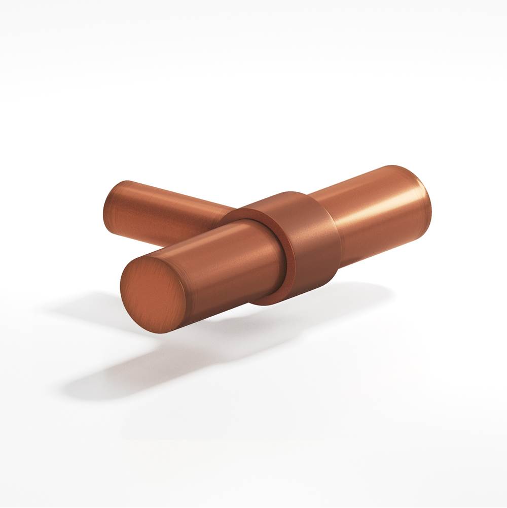 Colonial Bronze - 2'' overall, 0.46875'' diameter Round, collared T Cabinet Knob with straight post hand finished in Matte Antique Copper and Matte Antique Copper - Matte Antique Copper,Matte Antique Copper