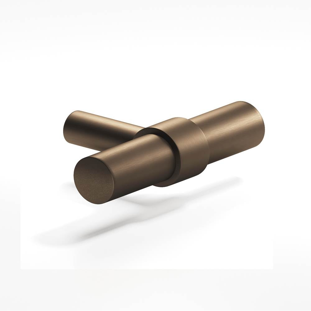 Colonial Bronze - 2'' overall, 0.46875'' diameter Round, collared T Cabinet Knob with straight post hand finished in Heritage Bronze and Heritage Bronze - Heritage Bronze,Heritage Bronze
