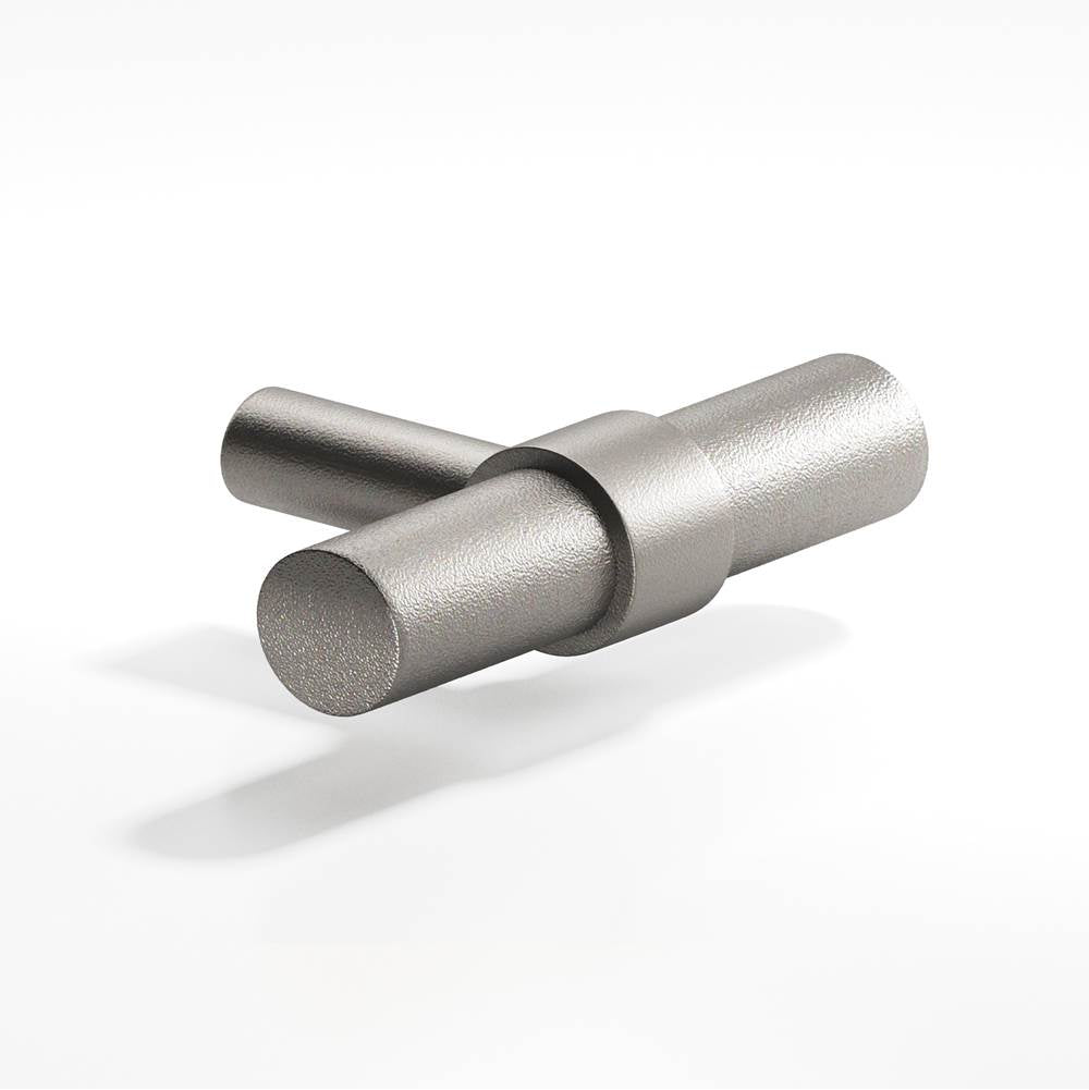 Colonial Bronze - 2'' overall, 0.46875'' diameter Round, collared T Cabinet Knob with straight post hand finished in Frost Nickel and Frost Nickel - Frost Nickel,Frost Nickel