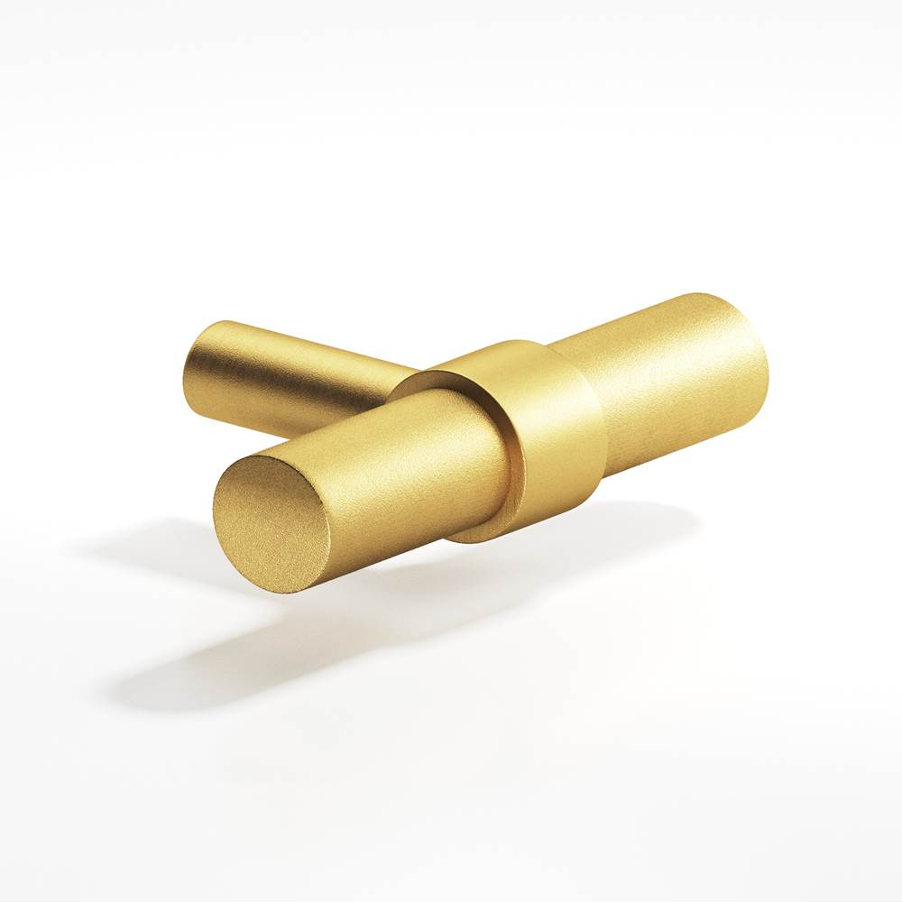 Colonial Bronze - 2'' overall, 0.46875'' diameter Round, collared T Cabinet Knob with straight post hand finished in Frost Brass and Frost Brass - Frost Brass,Frost Brass