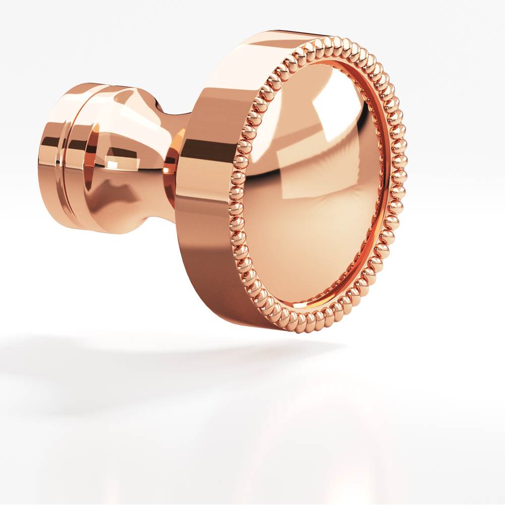 Colonial Bronze - 1.25'' diameter Round, beaded Cabinet Knob, Back-to-Back Shower Door Knob Kit hand finished in Polished Copper and Polished Copper - Polished Copper,Polished Copper