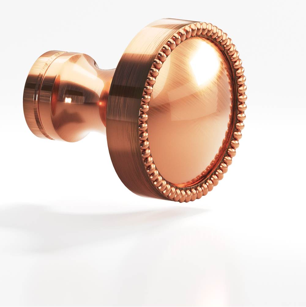 Colonial Bronze - 1.25'' diameter Round, beaded Cabinet Knob, Back-to-Back Shower Door Knob Kit hand finished in Antique Copper and Antique Copper - Antique Copper,Antique Copper